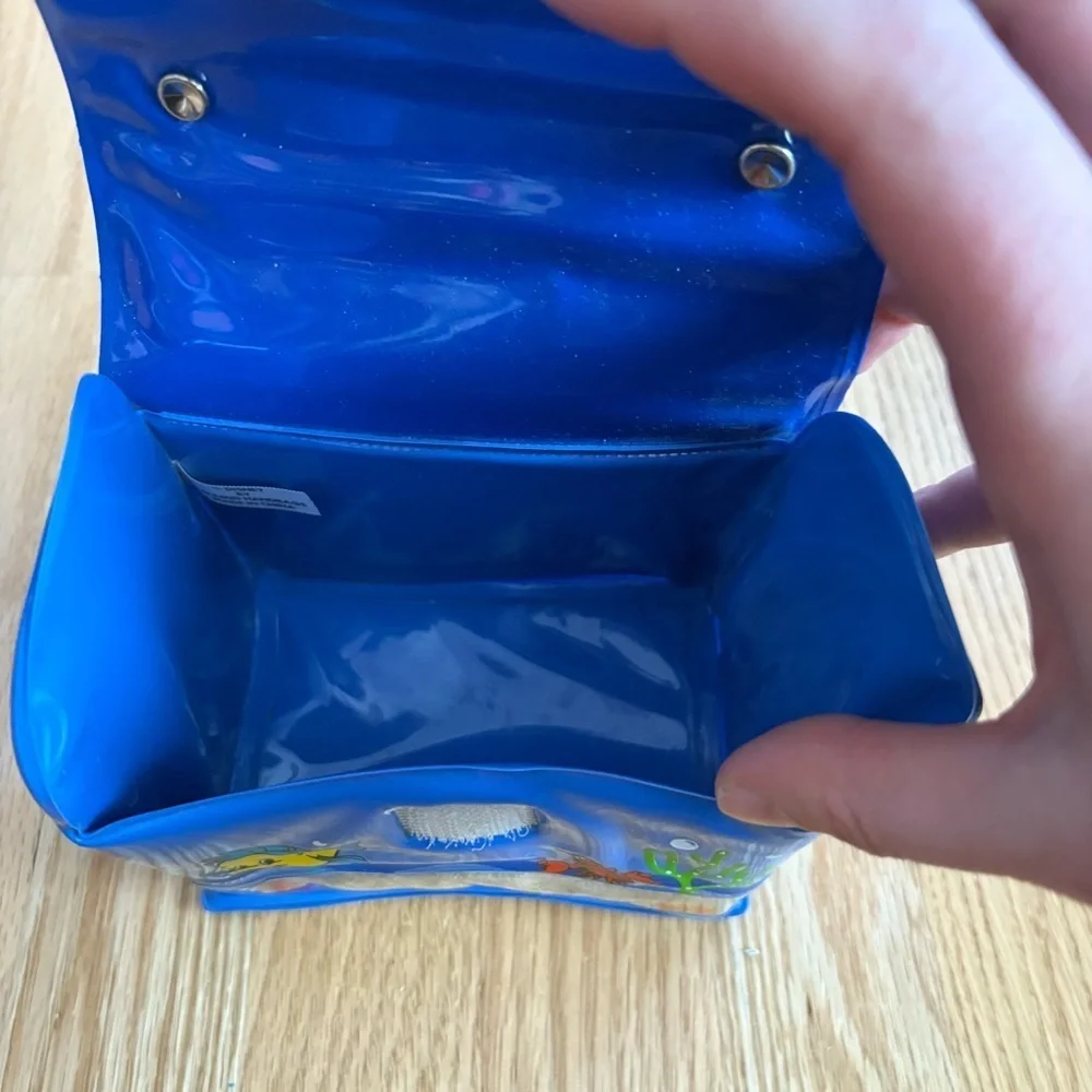 Vintage Disney Little Mermaid Plastic Mini Handle Bag Purse Pyramid 90s Blue